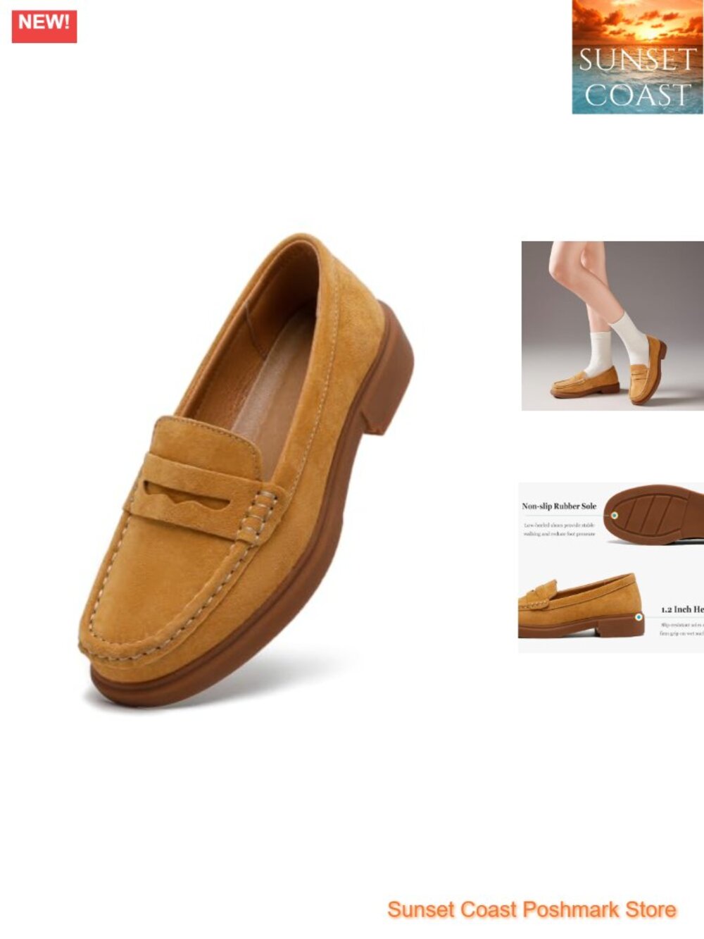Women's Leather Penny Loafers Slip On Memory Foam Comfortable